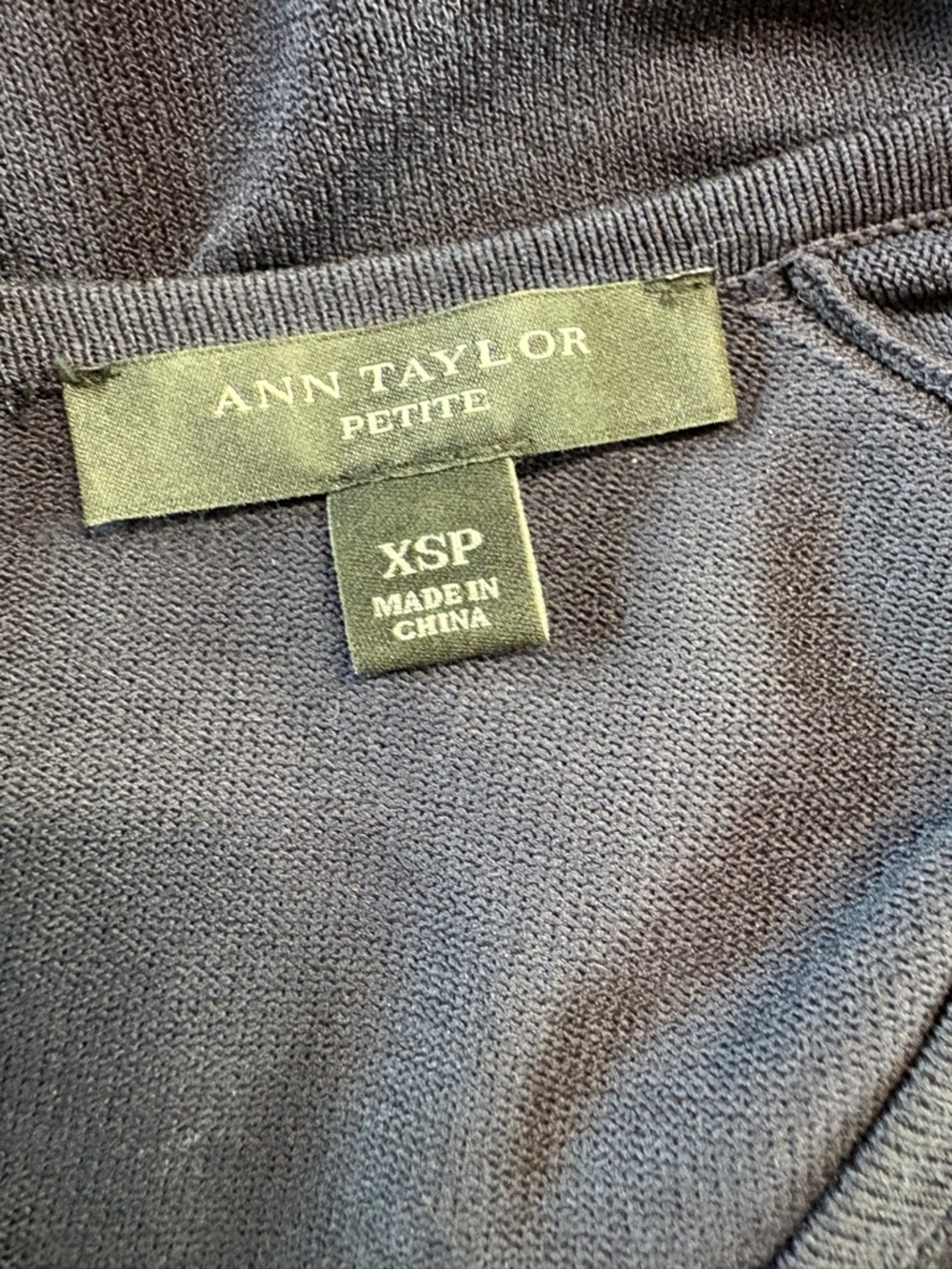Ann Taylor Petite Navy Knit V-Neck Top - Picture 4 of 4